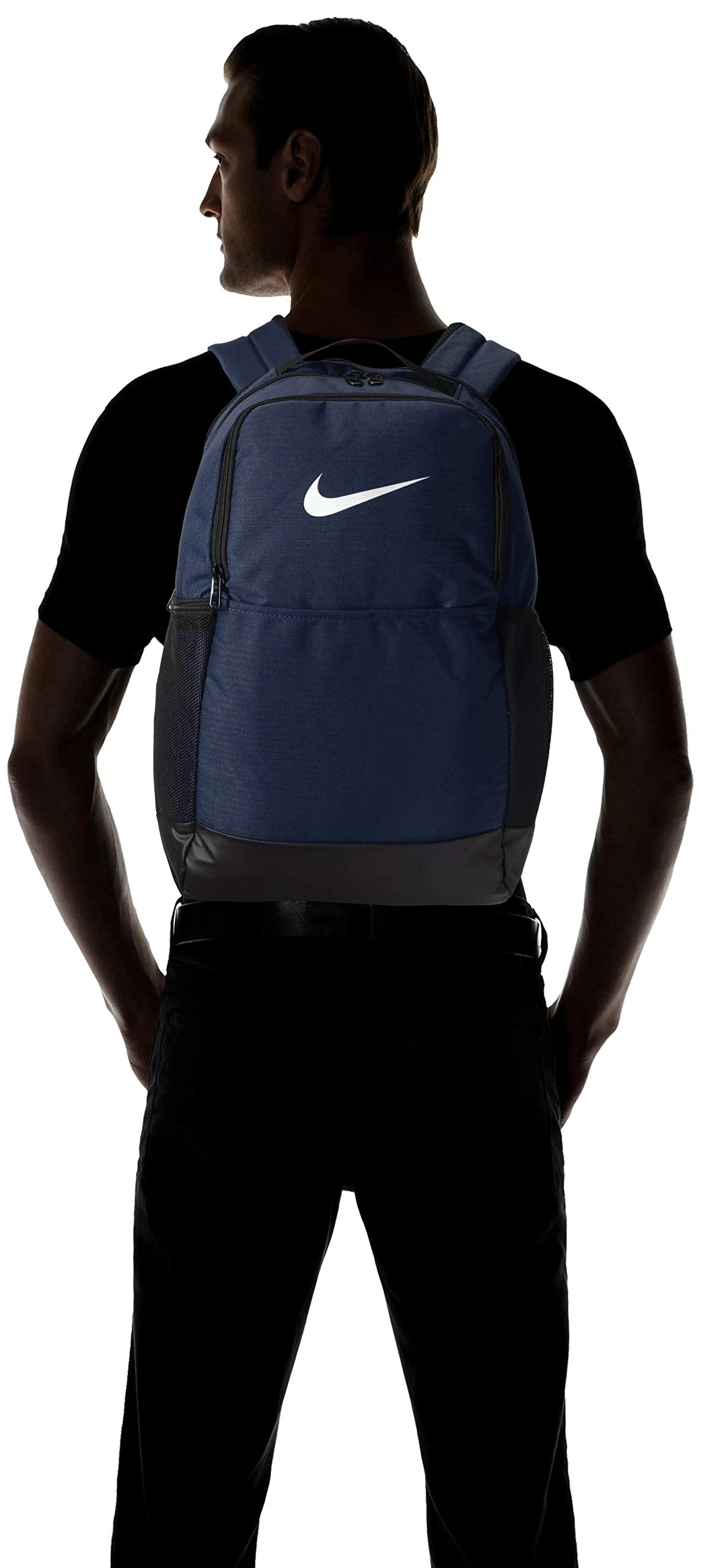 Nike Brasilia Medium Training Backpack, Nike Backpack For Women And Men With Secure Storage & Water Resistant Coating, Midnight Navy/Black/White 2 Nike Brasilia Medium Training Backpack, Nike Backpack For Women And Men With Secure Storage & Water Resistant Coating, Midnight Navy/Black/White - Image 2