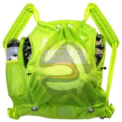 Tigerbro Soccer Backpack Basketball Sackpack With Detachable Mesh Sack Green Football Gear Bag With Nylon Ball Holder Shoe Compartment Waterproof For Boys Girls Women Men