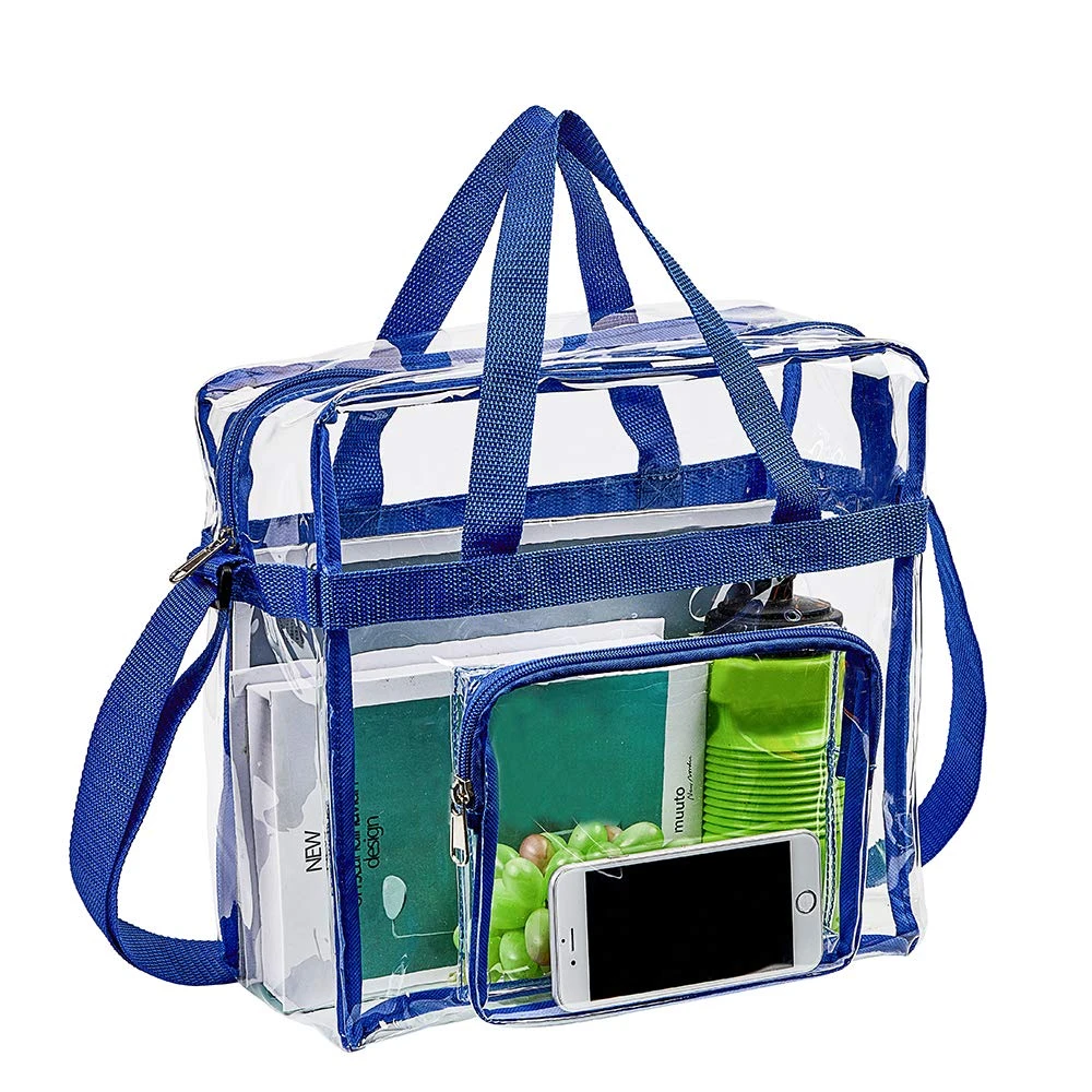 Magicbags Clear Tote Bag Stadium Approved,Adjustable Shoulder Strap And Zippered Top,Stadium Security Travel & Gym Clear Bag, Perfect For Work, School, Sports Games And Concerts-12" X12" X6"(Blue) 7 Magicbags Clear Tote Bag Stadium Approved,Adjustable Shoulder Strap And Zippered Top,Stadium Security Travel & Gym Clear Bag, Perfect For Work, School, Sports Games And Concerts-12" X12" X6"(Blue) - Image 7