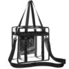 ISPECLE Clear Bag, Clear Tote Bag NFL Stadium Approved For Concert, Sport Football Games, Works, Shoulder Strap For Women Men 12 X 12 X 6 Inch Black