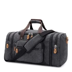 Plambag Canvas Duffle Bag For Travel, 50L Duffel Overnight Weekend Bag(Dark Gray)