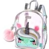 Justice Unicorn Mini Backpack - Girls Clear Holographic Travel Daypack - Small Waterproof And Glitter Bookbag Purse