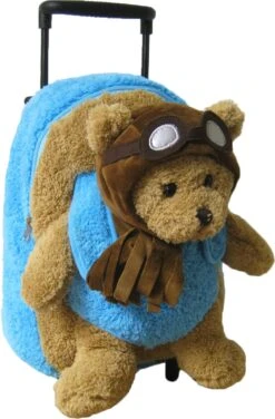 Kreative Kids Adorable Aviator Pilot Bear Rolling Backpack W/Removable Stuffed Toy & Wheels -Backpack Shop 71LUMLLpYVL