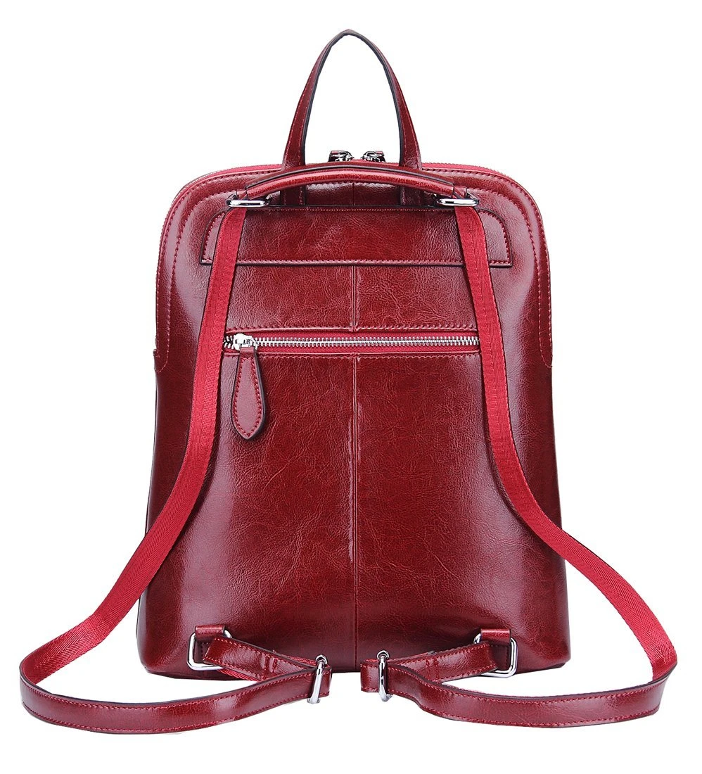 Heshe Women's Vintage Leather Backpack Casual Daypack For Ladies And Girls (Wine-R) 7 Heshe Women's Vintage Leather Backpack Casual Daypack For Ladies And Girls (Wine-R) - Image 7