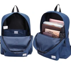 Lightweight Backpack For School, VASCHY Classic Basic Water Resistant Casual Daypack For Travel With Bottle Side Pockets (Navy) -Backpack Shop 71PAqOifIRL