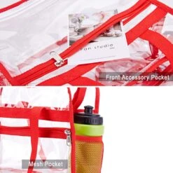 Clear Bag Stadium Approved,NCAA NFL&PGA Security Approved Clear Tote Bag With Multi-Pockets And Adjustable Shoulder Strap,Perfect For Work, School, Sports Games And Concerts-12" X 12" X 6" -Backpack Shop 71PKVE0oupL