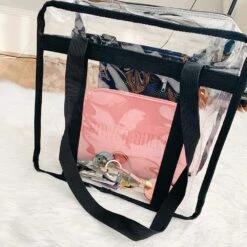 ISPECLE Clear Bag, Clear Tote Bag NFL Stadium Approved For Concert, Sport Football Games, Works, Shoulder Strap For Women Men 12 X 12 X 6 Inch Black -Backpack Shop 71QHBMZj9xL