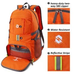 Lightweight Travel Backpack, 35L Water Resistant Packable Traveling/Hiking Backpack Daypack For Men & Women, Multipurpose Use, Orange -Backpack Shop 71S2pTcVzkL