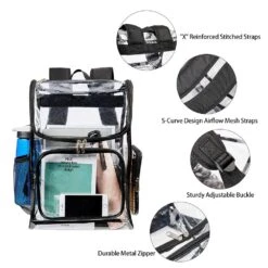 Heavy Duty Clear Backpack Security Transparent PVC Backpack For Work, Security Check -Backpack Shop 71SrzGlEXYL