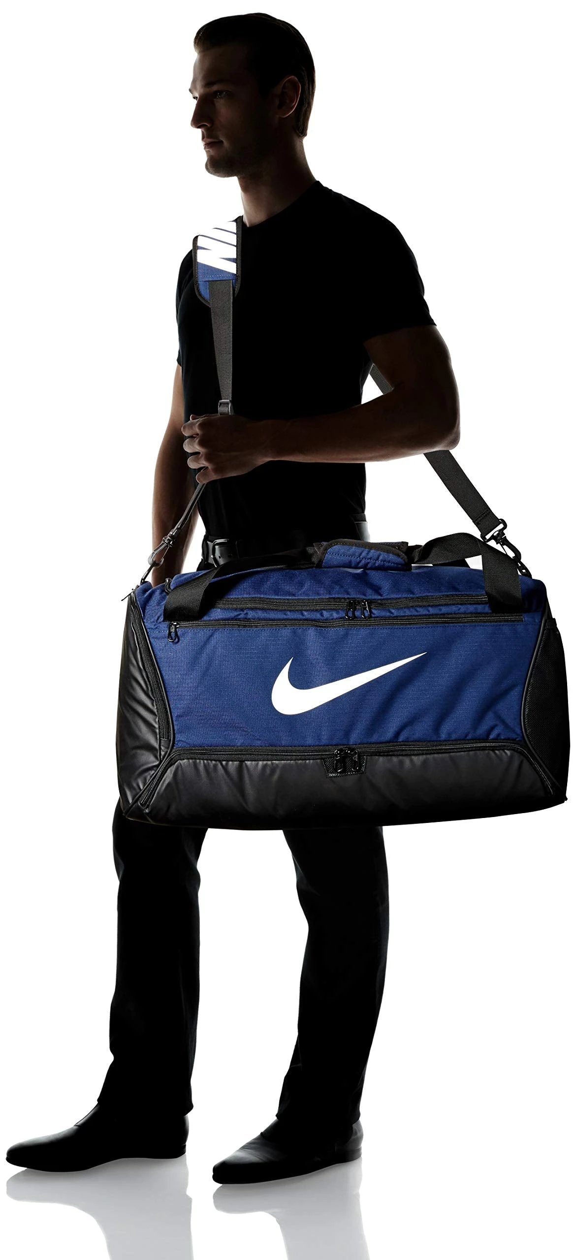 Nike Brasilia Training Medium Duffle Bag, Durable Nike Duffle Bag For Women & Men With Adjustable Strap, Midnight Navy/Black/White 2 Nike Brasilia Training Medium Duffle Bag, Durable Nike Duffle Bag For Women & Men With Adjustable Strap, Midnight Navy/Black/White - Image 2