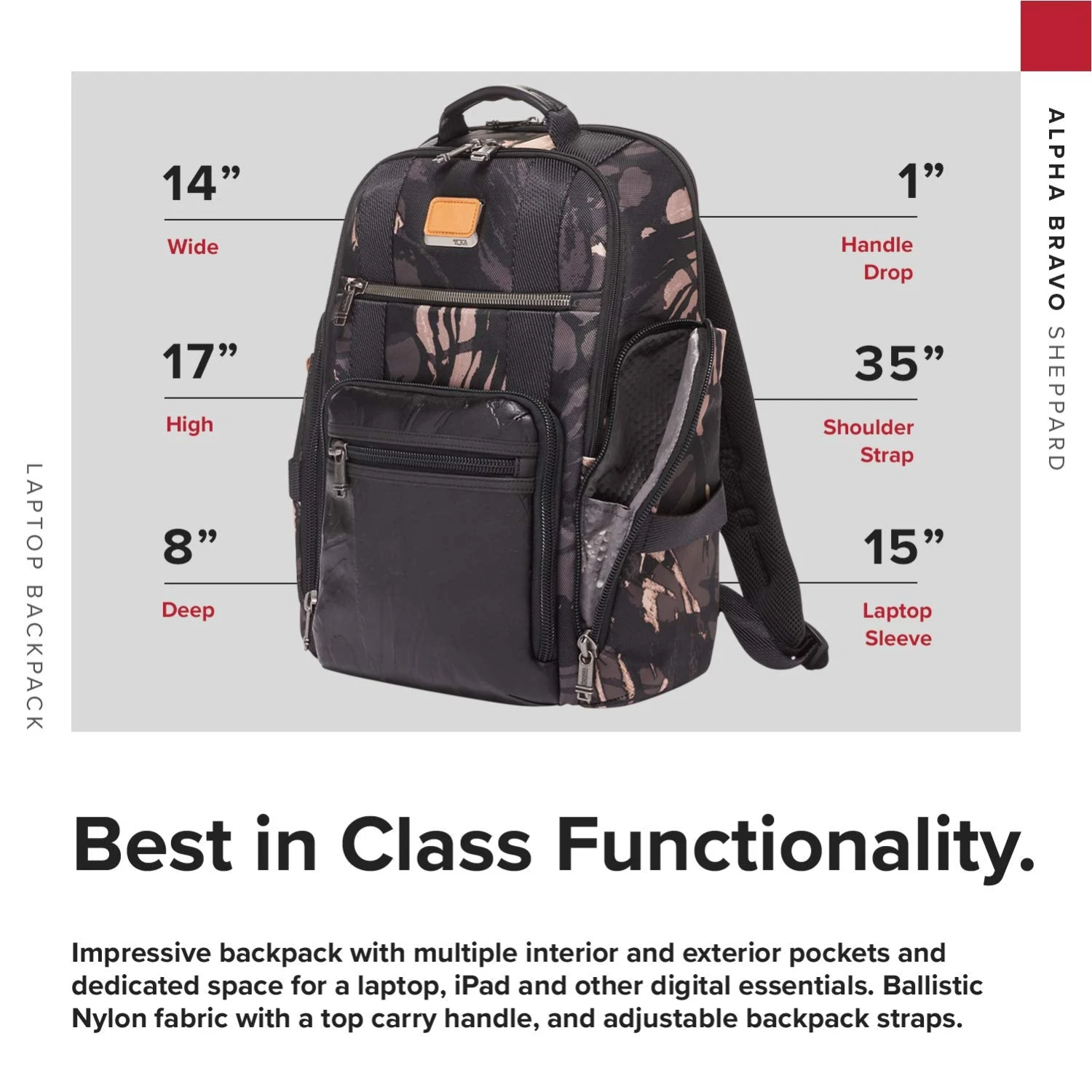 TUMI - Alpha Bravo Sheppard Deluxe Brief Pack Laptop Backpack - 15 Inch Computer Bag For Men And Women - Grey Highlands Print 6 TUMI - Alpha Bravo Sheppard Deluxe Brief Pack Laptop Backpack - 15 Inch Computer Bag For Men And Women - Grey Highlands Print - Image 6