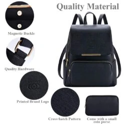 COOFIT Black Faux Leather Backpack For Women Schoolbag Casual Daypack 11 COOFIT Black Faux Leather Backpack For Women Schoolbag Casual Daypack -Backpack Shop 71XjXycCwAL