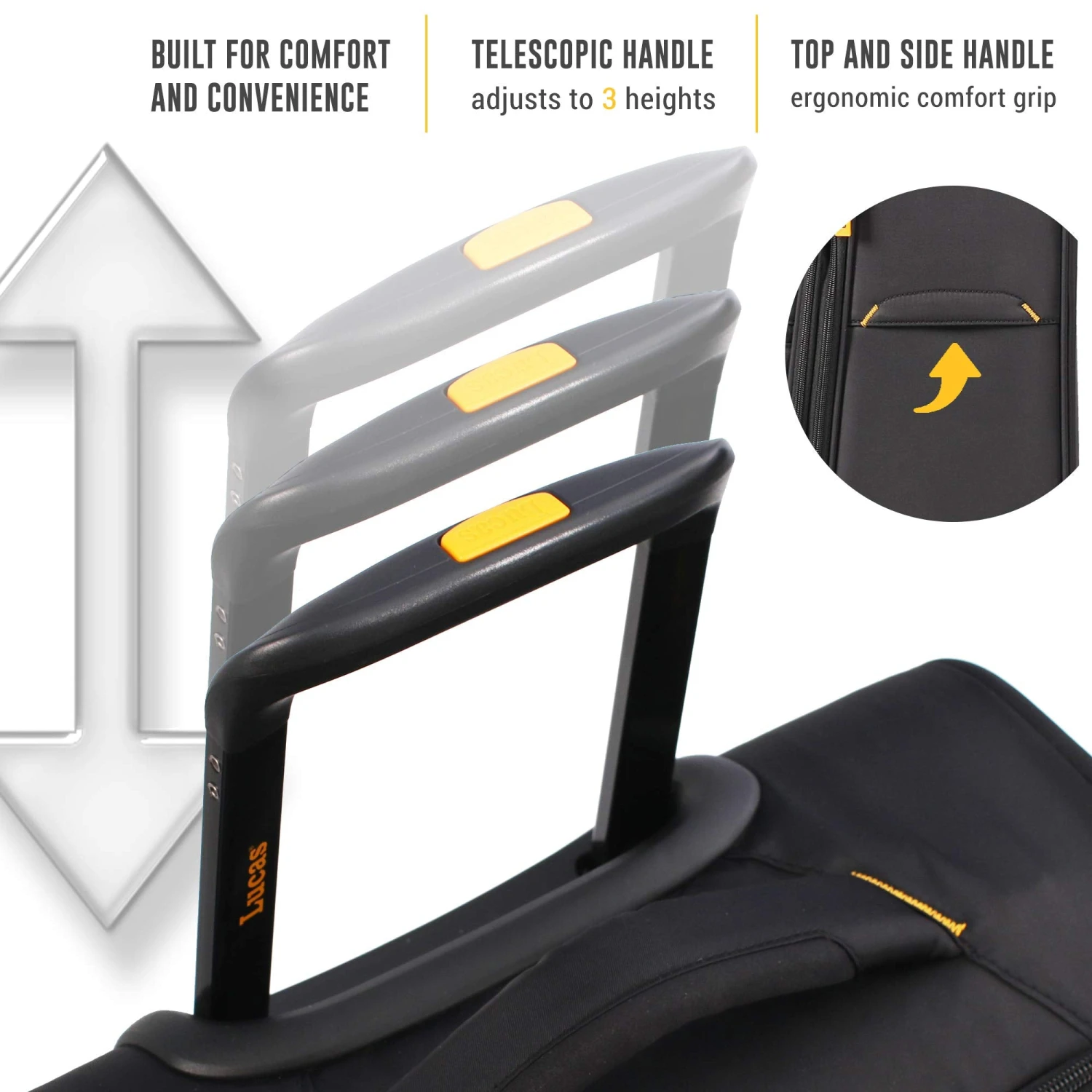 LUCAS Designer Luggage Collection - Expandable 28 Inch Softside Bag - Durable Large Ultra Lightweight Checked Suitcase With 8-Rolling Spinner Wheels (Black) 6 LUCAS Designer Luggage Collection - Expandable 28 Inch Softside Bag - Durable Large Ultra Lightweight Checked Suitcase With 8-Rolling Spinner Wheels (Black) - Image 6