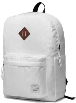 Lightweight Backpack For School, VASCHY Classic Basic Water Resistant Casual Daypack For Travel With Bottle Side Pockets (White)