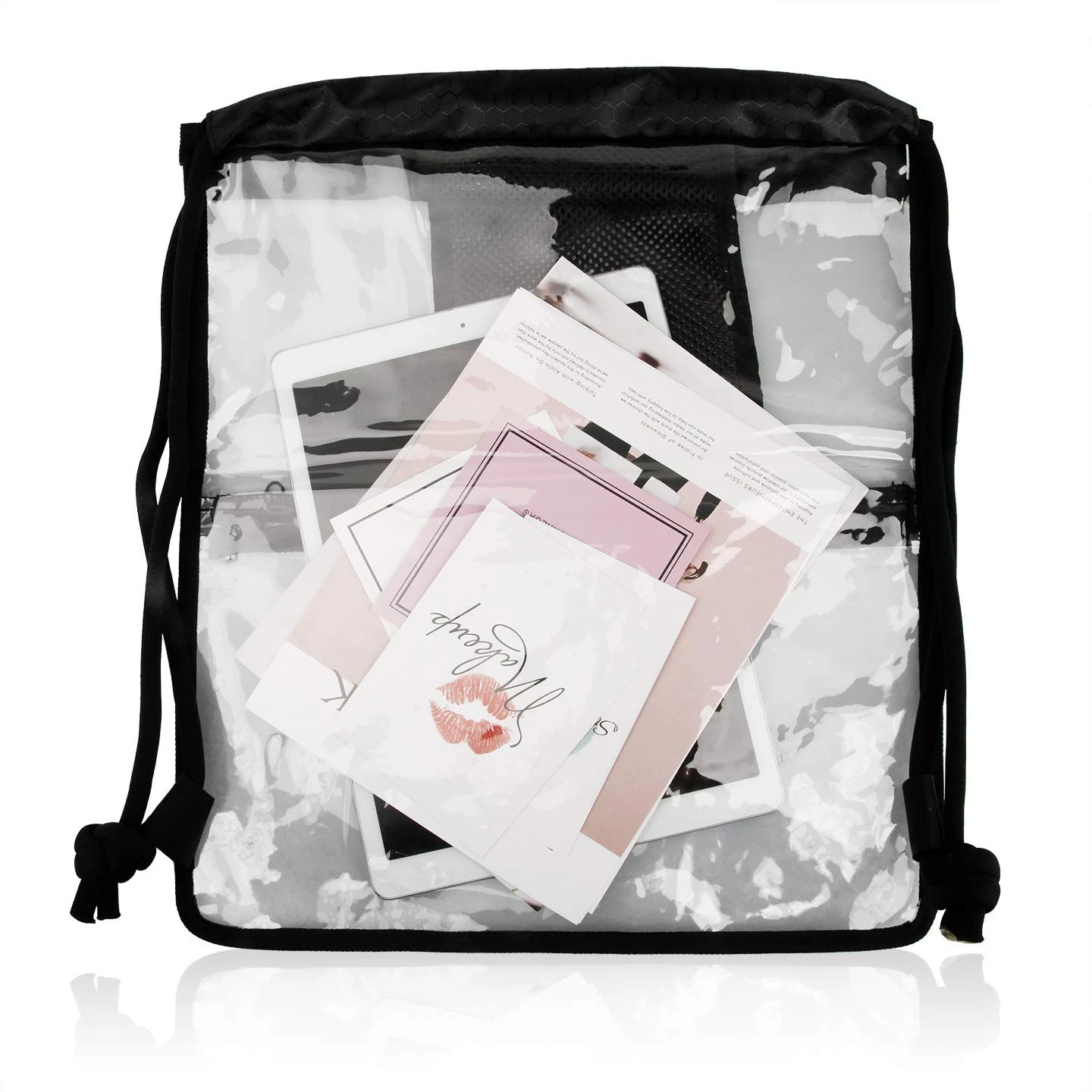 Heavy-duty Large Clear Drawstring Bag Waterproof PVC Drawstring Backpack With Front And Inner Pockets 4 Heavy-duty Large Clear Drawstring Bag Waterproof PVC Drawstring Backpack With Front And Inner Pockets - Image 4