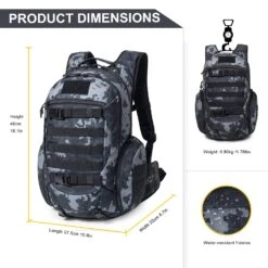Mardingtop 28L Tactical Backpacks Molle Hiking Daypacks For Camping Hiking Military Traveling Motorcycle (28L-Black Multicam) -Backpack Shop 71Z10VMDZbL
