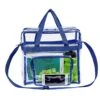 Magicbags Clear Tote Bag Stadium Approved,Adjustable Shoulder Strap And Zippered Top,Stadium Security Travel & Gym Clear Bag, Perfect For Work, School, Sports Games And Concerts-12" X12" X6"(Blue)