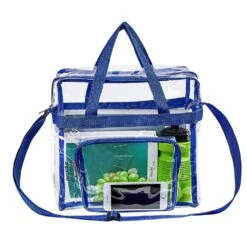 Magicbags Clear Tote Bag Stadium Approved,Adjustable Shoulder Strap And Zippered Top,Stadium Security Travel & Gym Clear Bag, Perfect For Work, School, Sports Games And Concerts-12" X12" X6"(Blue)