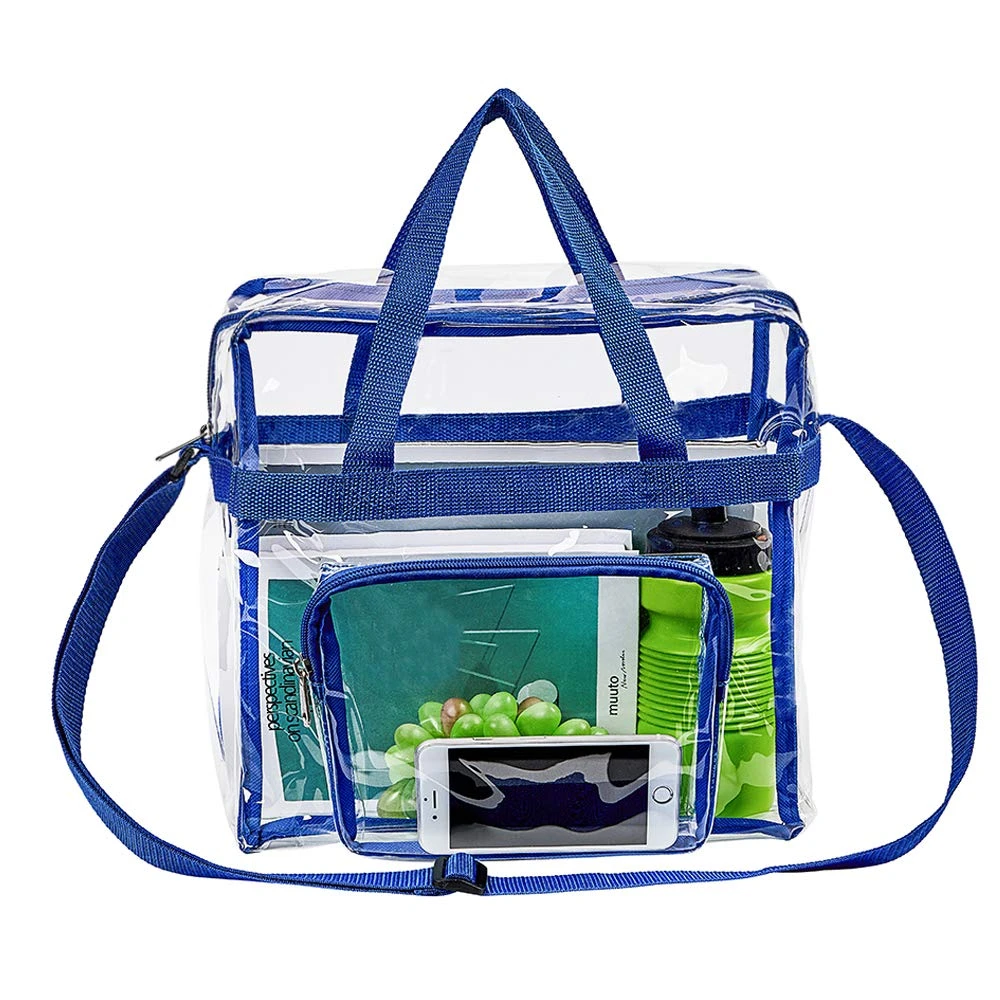 Magicbags Clear Tote Bag Stadium Approved,Adjustable Shoulder Strap And Zippered Top,Stadium Security Travel & Gym Clear Bag, Perfect For Work, School, Sports Games And Concerts-12" X12" X6"(Blue) 1 Magicbags Clear Tote Bag Stadium Approved,Adjustable Shoulder Strap And Zippered Top,Stadium Security Travel & Gym Clear Bag, Perfect For Work, School, Sports Games And Concerts-12" X12" X6"(Blue)