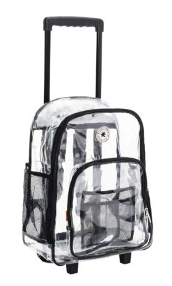 Rolling Clear Backpack Heavy Duty Bookbag Quality See Through Workbag Travel Daypack Transparent School Book Bags With Wheels Black -Backpack Shop 71ZgM8osHkL