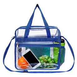 Clear Bag Stadium Approved,Multi-Pockets Clear Tote Bag With Adjustable Shoulder Strap,Perfect For Work, School, Sports Games And Concerts-12 X12 X6(Blue) -Backpack Shop 71Zg 2BEiQ99L