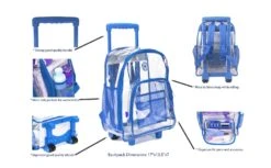 Rolling Clear Backpack Heavy Duty Bookbag Quality See Through Workbag Travel Daypack Transparent School Book Bags With Wheels Royal Blue -Backpack Shop 71 2BHp5IRDfL