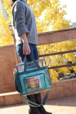 MAY TREE Clear Bag Stadium Approved, Cold-Resistant, Lightweight And Waterproof, Transparent Tote Bag And Gym Clear Bag, See Through Tote Bag For Work, Sports Games And Concerts-12 X12 X6 (Gray) -Backpack Shop 71b nWImmxL