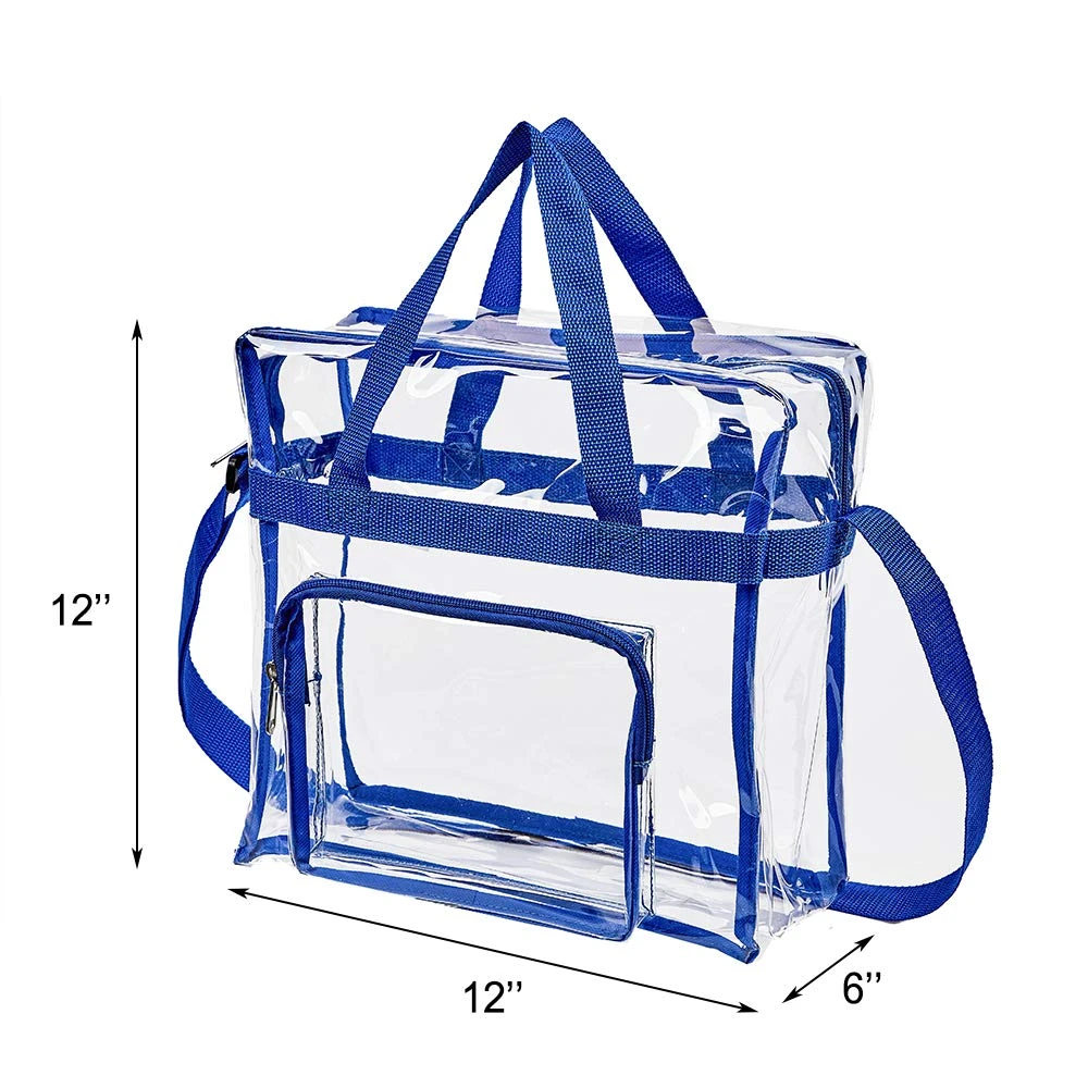 Magicbags Clear Tote Bag Stadium Approved,Adjustable Shoulder Strap And Zippered Top,Stadium Security Travel & Gym Clear Bag, Perfect For Work, School, Sports Games And Concerts-12" X12" X6"(Blue) 6 Magicbags Clear Tote Bag Stadium Approved,Adjustable Shoulder Strap And Zippered Top,Stadium Security Travel & Gym Clear Bag, Perfect For Work, School, Sports Games And Concerts-12" X12" X6"(Blue) - Image 6