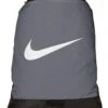 Nike Brasilia Training Gymsack, Drawstring Backpack With Zipper Pocket And Reinforced Bottom, Flint Grey/Flint Grey/White