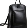Heshe Women's Vintage Leather Backpack Casual Daypack For Ladies And Girls (Black)