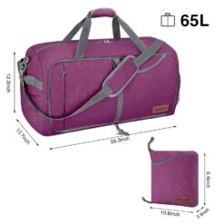 Canway 65L Travel Duffel Bag, Foldable Weekender Bag With Shoes Compartment For Men Women Water-proof & Tear Resistant (Lavender Purple, 65L) -Backpack Shop 71d4QkFOPeL