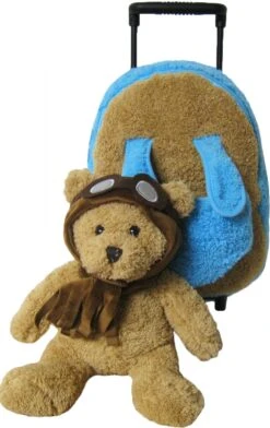 Kreative Kids Adorable Aviator Pilot Bear Rolling Backpack W/Removable Stuffed Toy & Wheels -Backpack Shop 71dRe 2BY6AgL