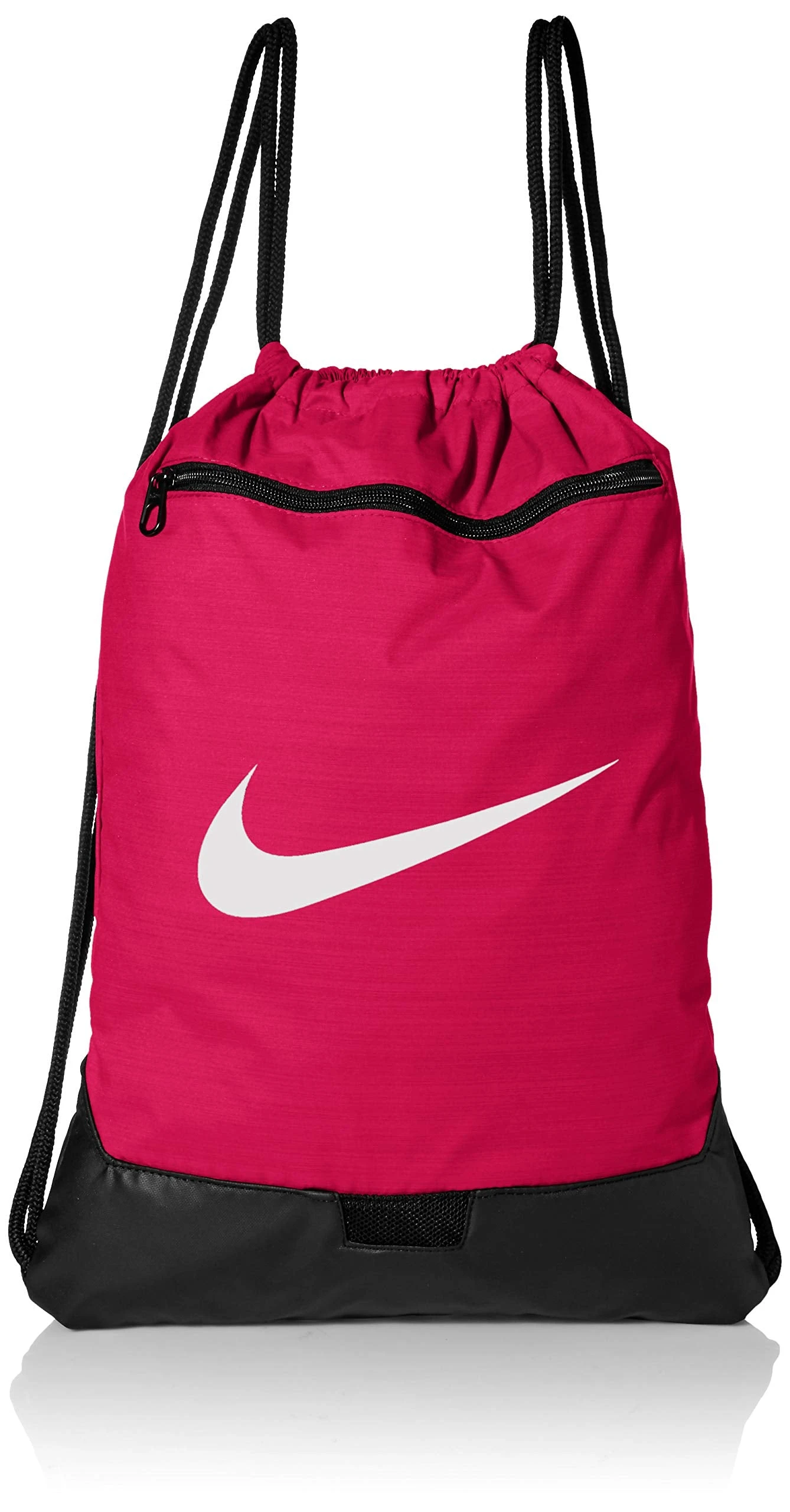 Nike Brasilia Training Gymsack, Drawstring Backpack With Zipper Pocket And Reinforced Bottom, Rush Pink/Rush Pink/White 1 Nike Brasilia Training Gymsack, Drawstring Backpack With Zipper Pocket And Reinforced Bottom, Rush Pink/Rush Pink/White