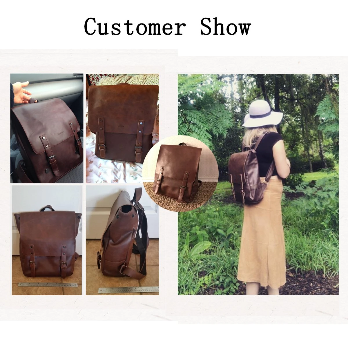 Zebella Vintage Faux Leather Backpack For Women Mens Vegan Leather Back Pack Travel Daypack College Bookbag-Coffee 2 Zebella Vintage Faux Leather Backpack For Women Mens Vegan Leather Back Pack Travel Daypack College Bookbag-Coffee - Image 2