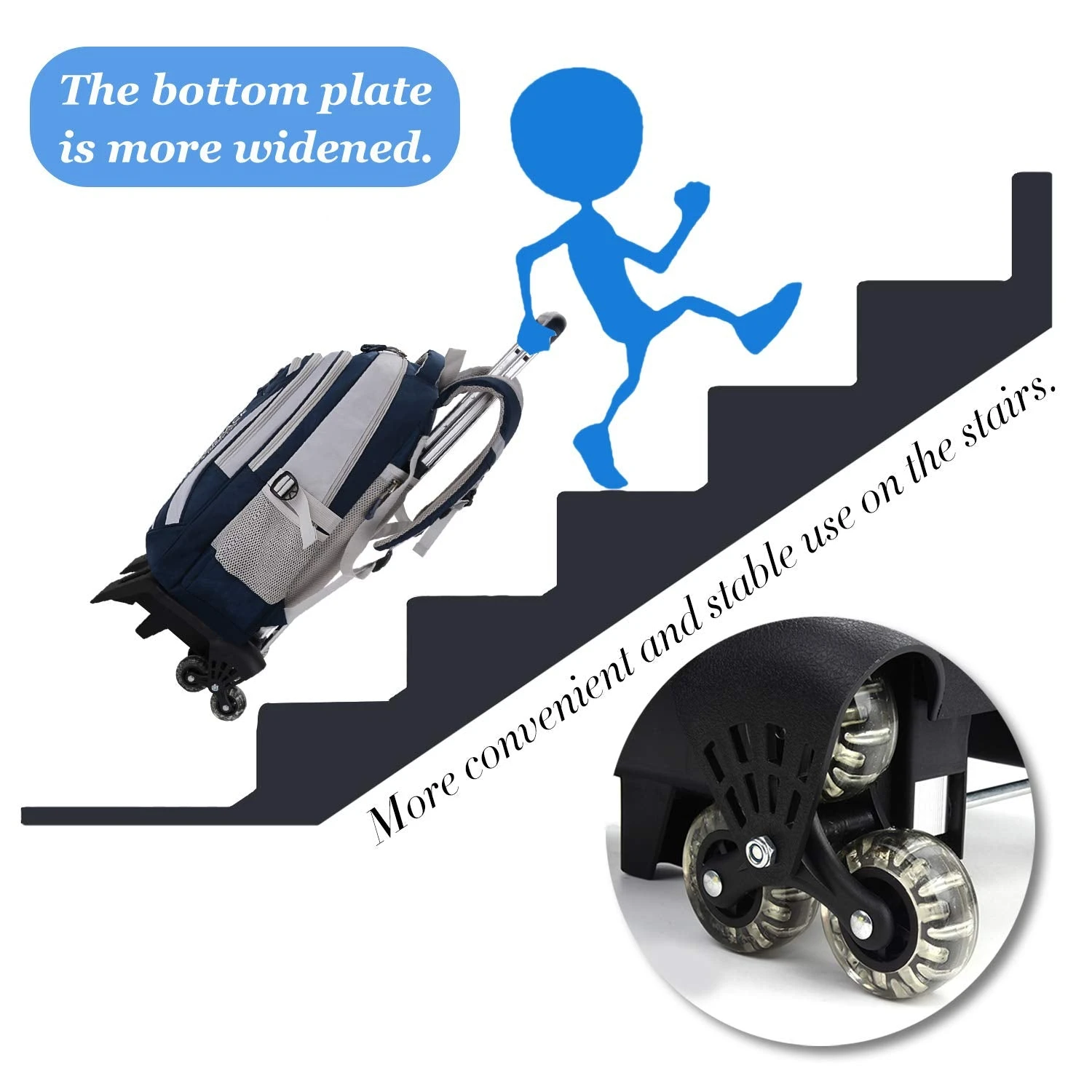 Rolling Backpack, Fanspack 2019 New Wheeled Backpack Trolley School Bags For Boys Backpack With 6 Wheels Kids Backpack 7 Rolling Backpack, Fanspack 2019 New Wheeled Backpack Trolley School Bags For Boys Backpack With 6 Wheels Kids Backpack - Image 7