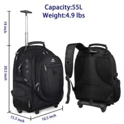 Matein Rolling Backpack, Travel Backpack With Removable Wheels For Men And Women, Roller Backpack Fit 17 Inch Laptop For Business, School, College, Black -Backpack Shop 71fn3Ec8pKL