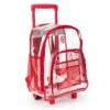 Rolling Clear Backpack Heavy Duty Bookbag Quality See Through Workbag Travel Daypack Transparent School Book Bags With Wheels Red