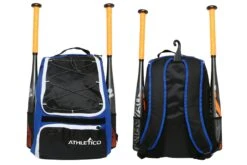 Athletico Baseball Bat Bag - Backpack For Baseball, T-Ball & Softball Equipment & Gear For Youth And Adults | Holds Bat, Helmet, Glove, Shoes | Separate Shoe Compartment & Fence Hook (Blue) -Backpack Shop 71i2XCjuCrL