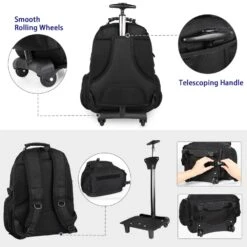Matein Rolling Backpack, Travel Backpack With Removable Wheels For Men And Women, Roller Backpack Fit 17 Inch Laptop For Business, School, College, Black -Backpack Shop 71iRMuE8hbL