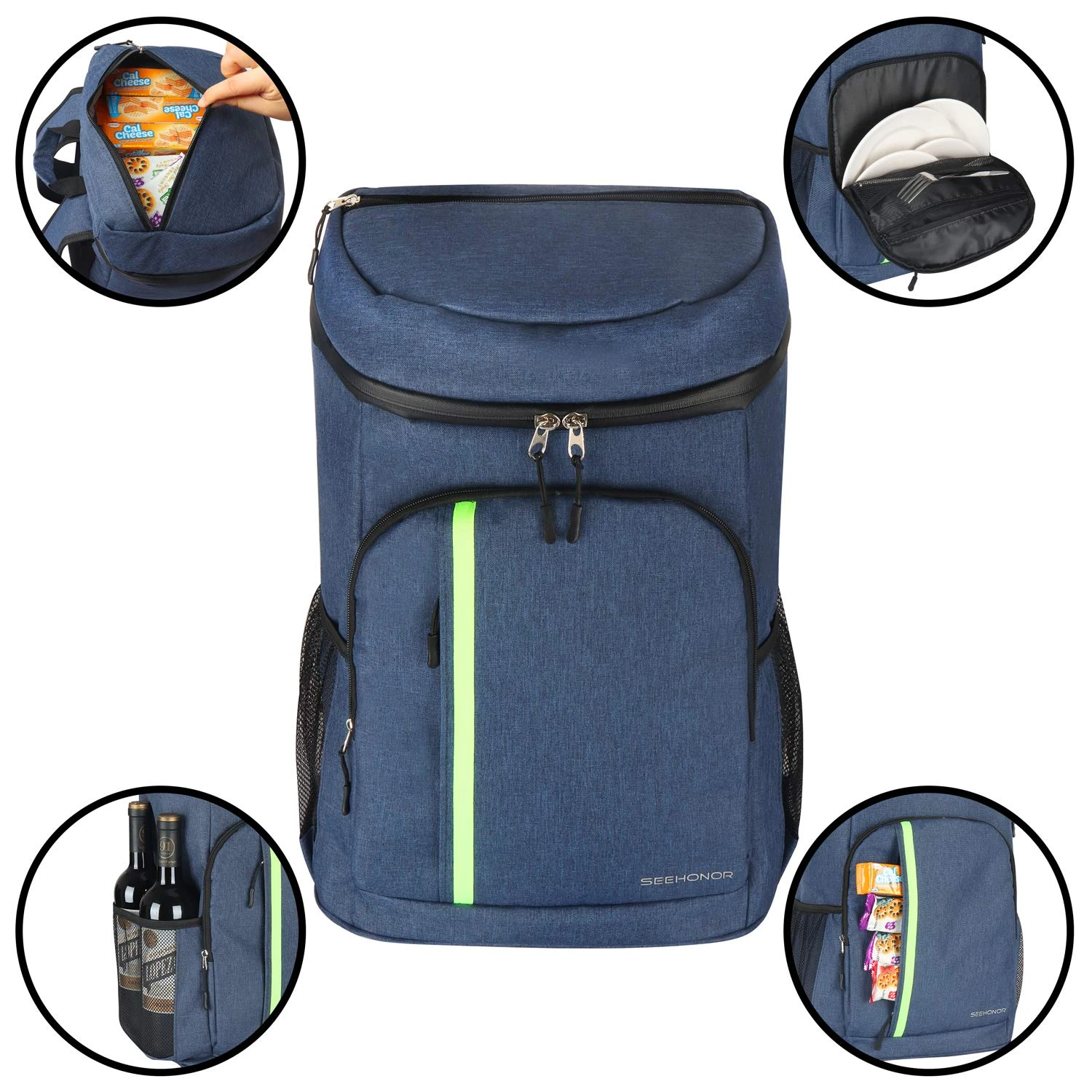 SEEHONOR Insulated Cooler Backpack Leakproof Soft Cooler Bag Lightweight Backpack Cooler For Lunch Picnic Hiking Camping Beach Park Day Trips, 30 Cans 5 SEEHONOR Insulated Cooler Backpack Leakproof Soft Cooler Bag Lightweight Backpack Cooler For Lunch Picnic Hiking Camping Beach Park Day Trips, 30 Cans - Image 5