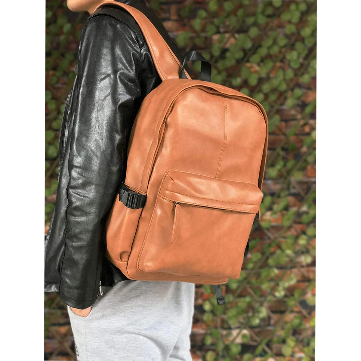 Vintage PU Leather Backpack, OURBAG Outdoor School College Bookbag Fit Laptop Computer Backpack Brown 6 Vintage PU Leather Backpack, OURBAG Outdoor School College Bookbag Fit Laptop Computer Backpack Brown - Image 6