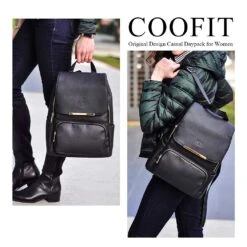 COOFIT Black Faux Leather Backpack For Women Schoolbag Casual Daypack 13 COOFIT Black Faux Leather Backpack For Women Schoolbag Casual Daypack -Backpack Shop 71lYDjWR1OL