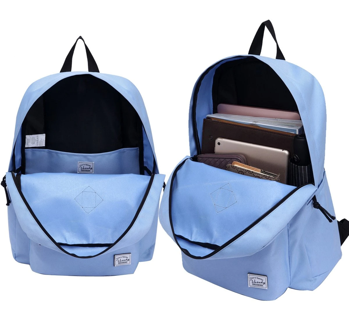 Lightweight Backpack For School, VASCHY Classic Basic Water Resistant Casual Daypack For Travel With Bottle Side Pockets (Lavander) 5 Lightweight Backpack For School, VASCHY Classic Basic Water Resistant Casual Daypack For Travel With Bottle Side Pockets (Lavander) - Image 5