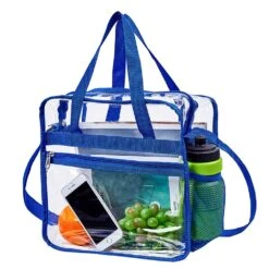 Clear Bag Stadium Approved,Multi-Pockets Clear Tote Bag With Adjustable Shoulder Strap,Perfect For Work, School, Sports Games And Concerts-12 X12 X6(Blue)