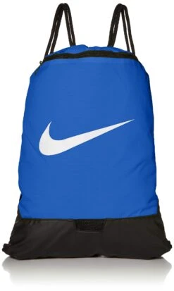 Nike Brasilia Training Gymsack, Drawstring Backpack With Zipper Pocket And Reinforced Bottom, Game Royal/Game Royal/White