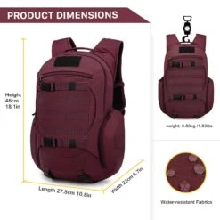 Mardingtop 28L Tactical Backpacks Molle Hiking Daypacks For Camping Hiking Military Traveling 28L-Purplish Red -Backpack Shop 71paNQHKSOL