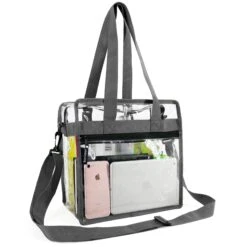 Clear-Bag-For-Women-Stadium-Approved-12 X 12 X 6, NCAA NFL& PGA Security Approved Shoulder Messenger Tote Bag With Adjustable Strap
