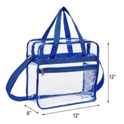 Clear Bag Stadium Approved,Multi-Pockets Clear Tote Bag With Adjustable Shoulder Strap,Perfect For Work, School, Sports Games And Concerts-12 X12 X6(Blue) -Backpack Shop 71rBG3mG3RL