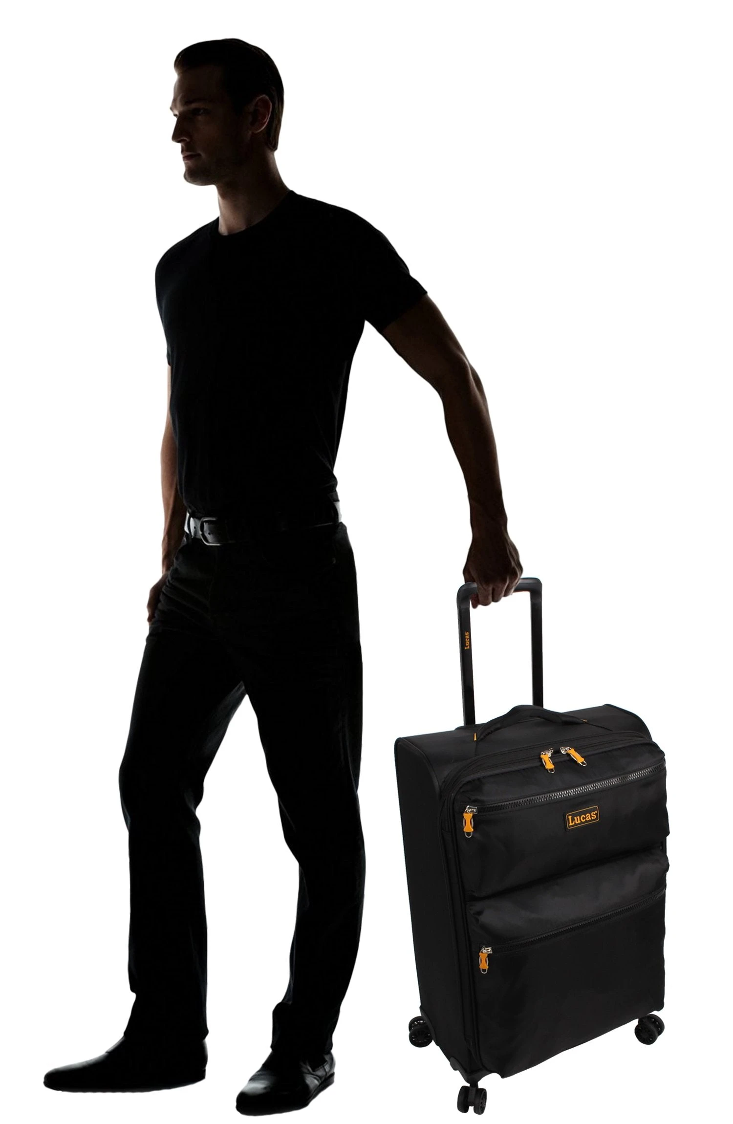 LUCAS Designer Luggage Collection - Expandable 28 Inch Softside Bag - Durable Large Ultra Lightweight Checked Suitcase With 8-Rolling Spinner Wheels (Black) 2 LUCAS Designer Luggage Collection - Expandable 28 Inch Softside Bag - Durable Large Ultra Lightweight Checked Suitcase With 8-Rolling Spinner Wheels (Black) - Image 2