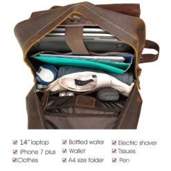 Tiding Genuine Leather Backpack 14 Inch Laptop Backpack Vintage Travel College School Bag Daypack For Men -Backpack Shop 71rcpbFLd8L